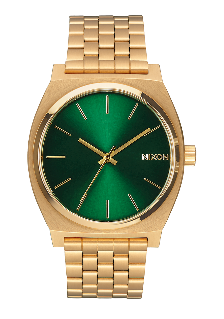 Time Teller Watch Gold Green Sunray Unisex Stainless Steel