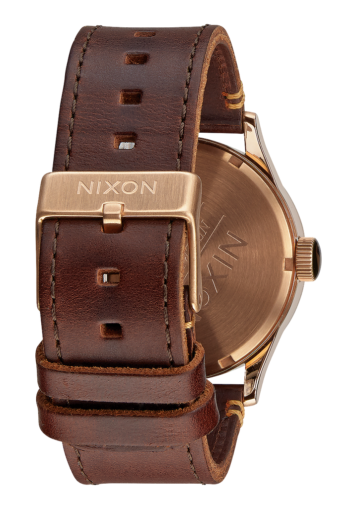 Mens rose gold watch with leather discount strap