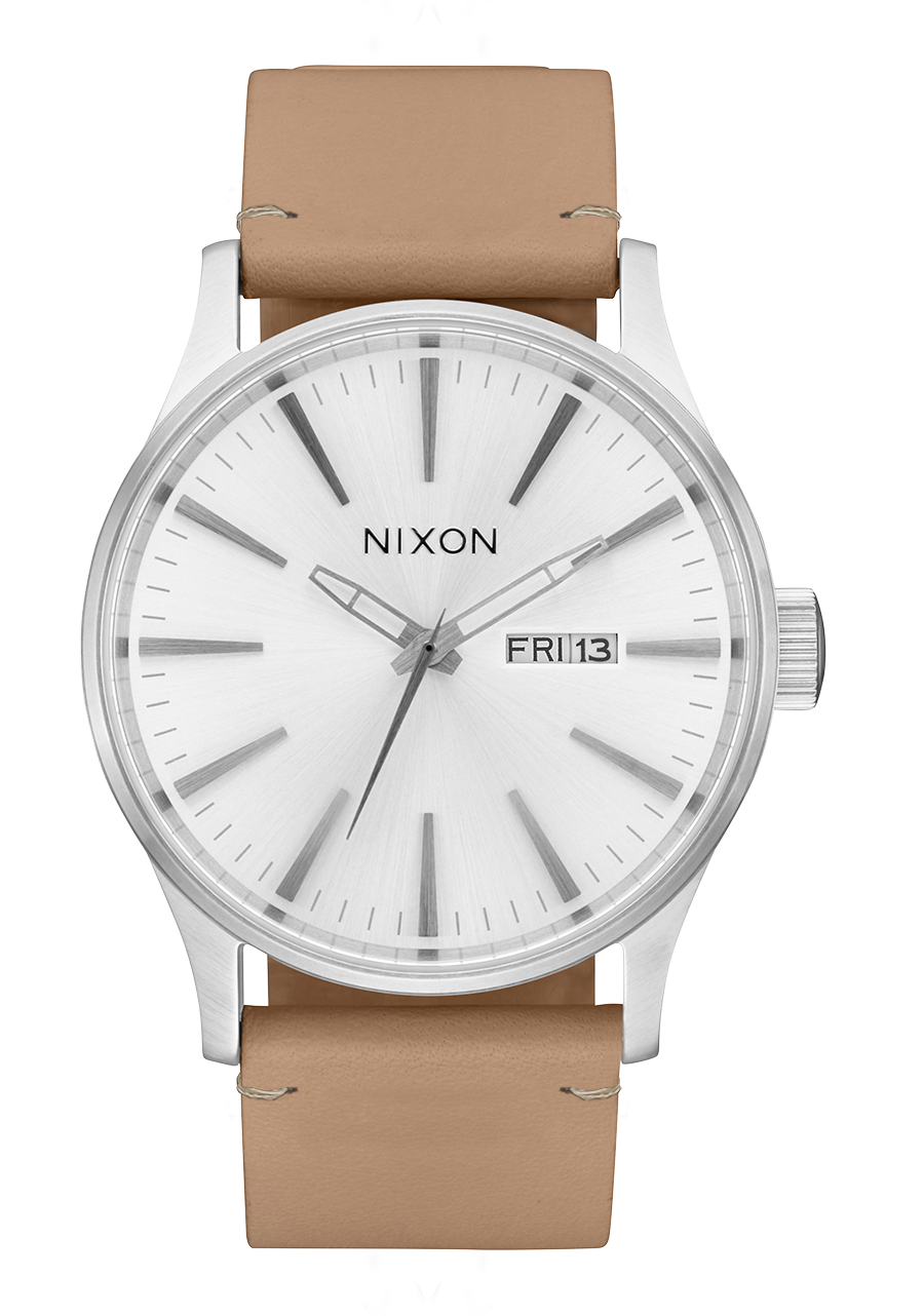 Sentry Leather Watch All Silver Tan Men s Leather Nixon CA