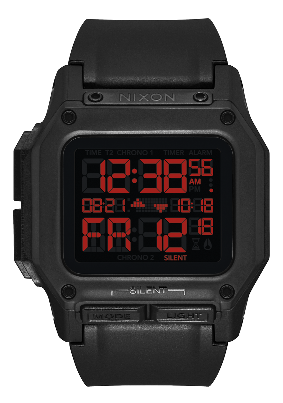 Regulus Watch All Black Red Digital Nixon CA