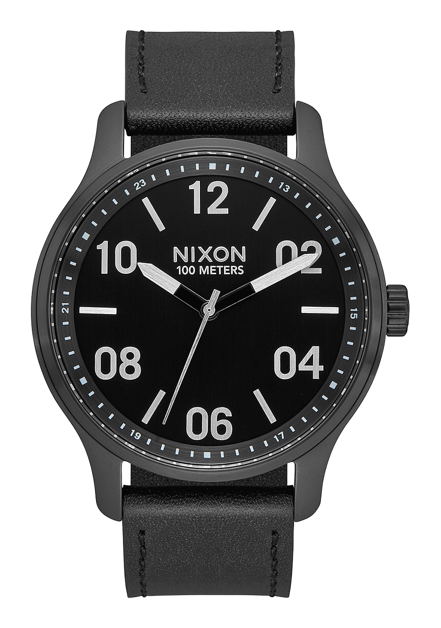 Patrol Leather Watch | Black / Silver / Black | Men's Leather – Nixon CA