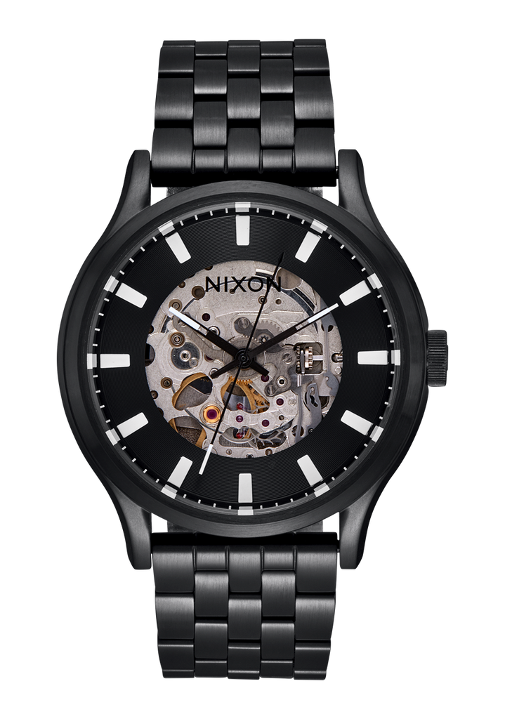 Black skeleton watch hotsell