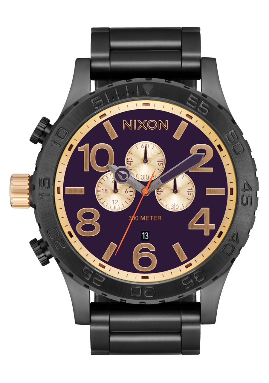 51-30 Chrono Watch | Gunmetal / Blackberry / Gold | Oversized 51-30 Chrono Watch | Gunmetal / Blackberry / Gold | Oversized