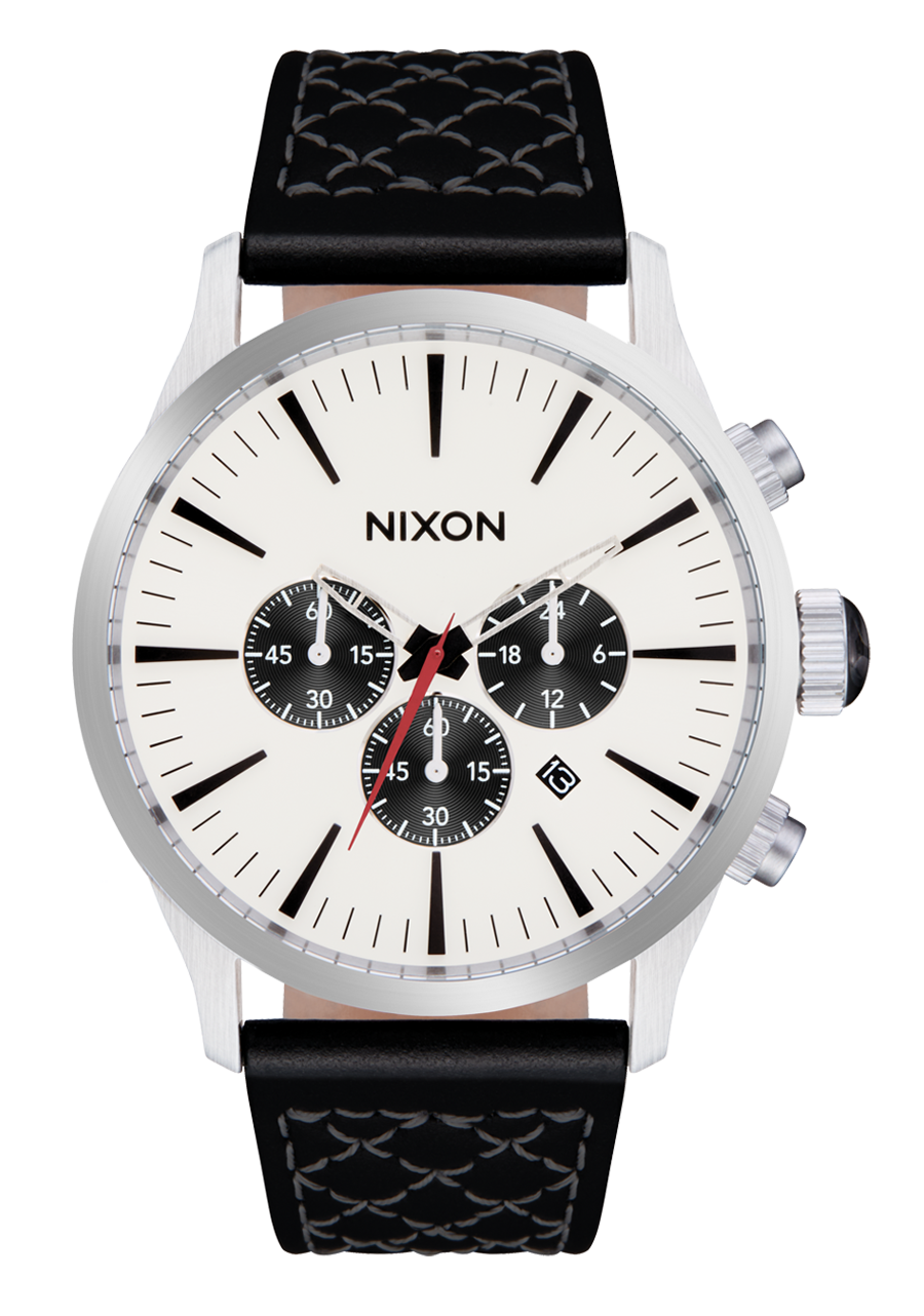 Sentry Chrono Leather Watch | Chrome / Cloud Sunray / Black