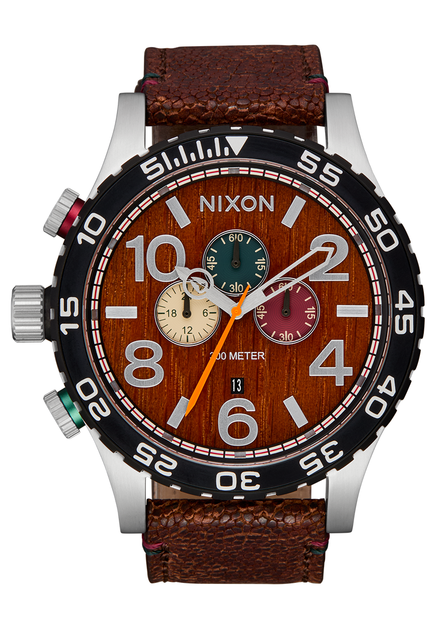 51-30 Chrono Leather Watch | Silver / Rosewood / Chocolate | Men's