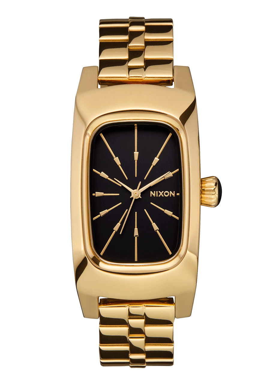 Frankie Watch | Mid Century / Gold / Black | Rectangle Stainless
