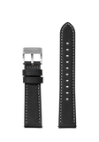 20mm Stitched Leather Band - Black