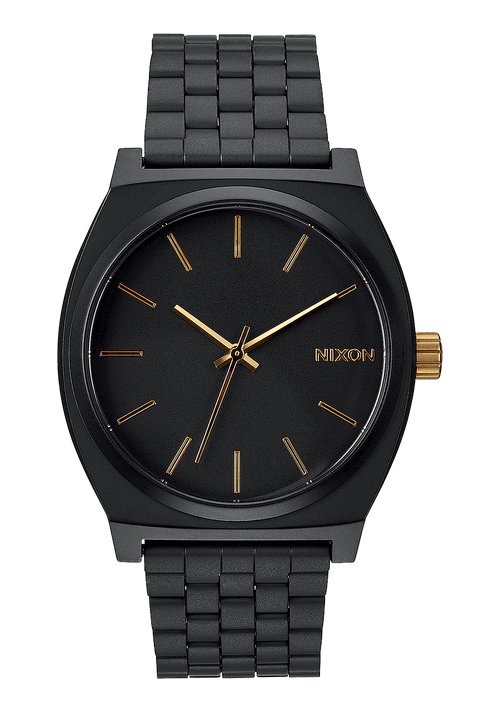 Mens gold watch with black leather online strap