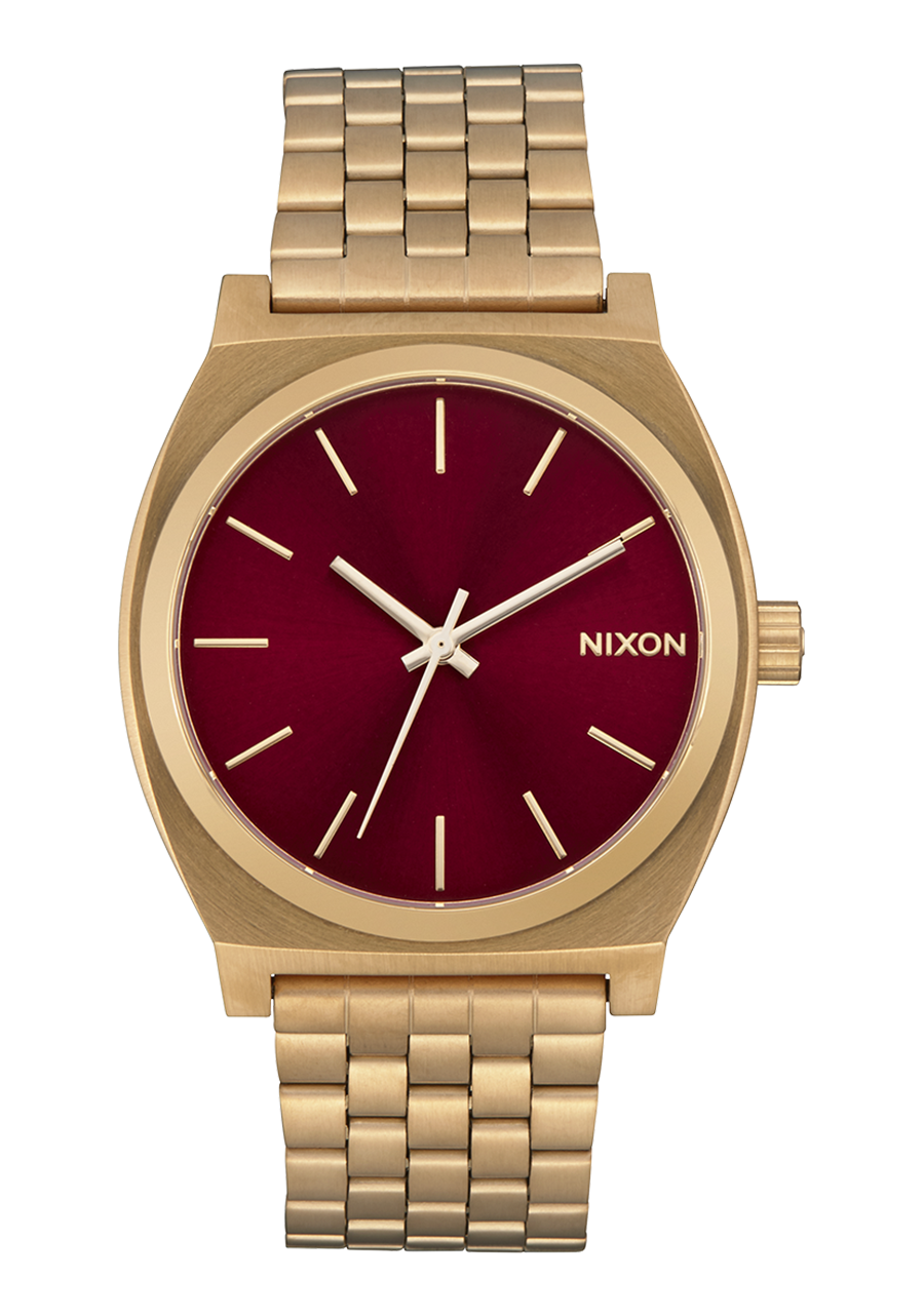 Time Teller Watch | Gold / Oxblood Sunray | Unisex Stainless Steel