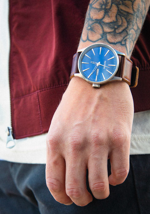 Sentry Leather Watch | Gold / Indigo / Brown | Men's Leather