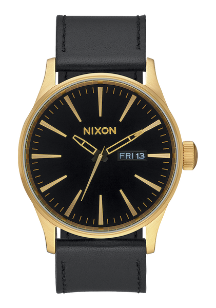 Sentry Leather Watch | Gold / Black | Men's Leather – Nixon CA