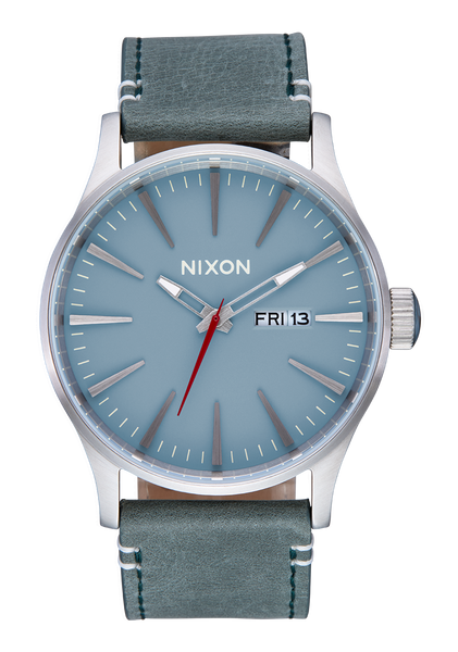 トランセンド Sentry Leather Watch | Silver / Dusty Blue / Dk Forest | Men's