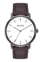 Porter Leather - Gunmetal / White / Brown