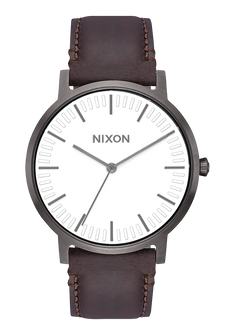 Porter Leather - Gunmetal / White / Brown
