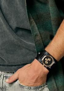 Time Teller Chrono Cuir - Argent / Or Rose / Noir View 9