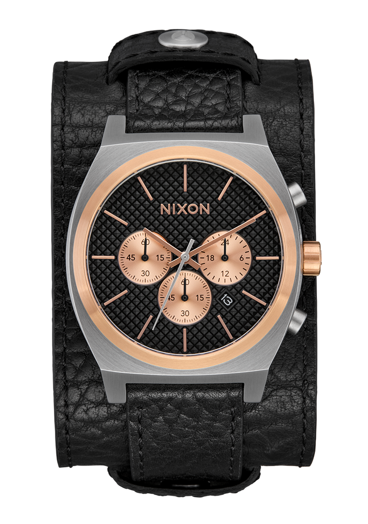 Time Teller Chrono Cuir - Argent / Or Rose / Noir