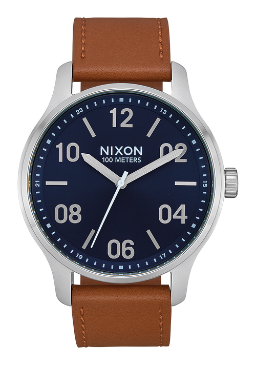 Men's Leather Blue Dial Watch