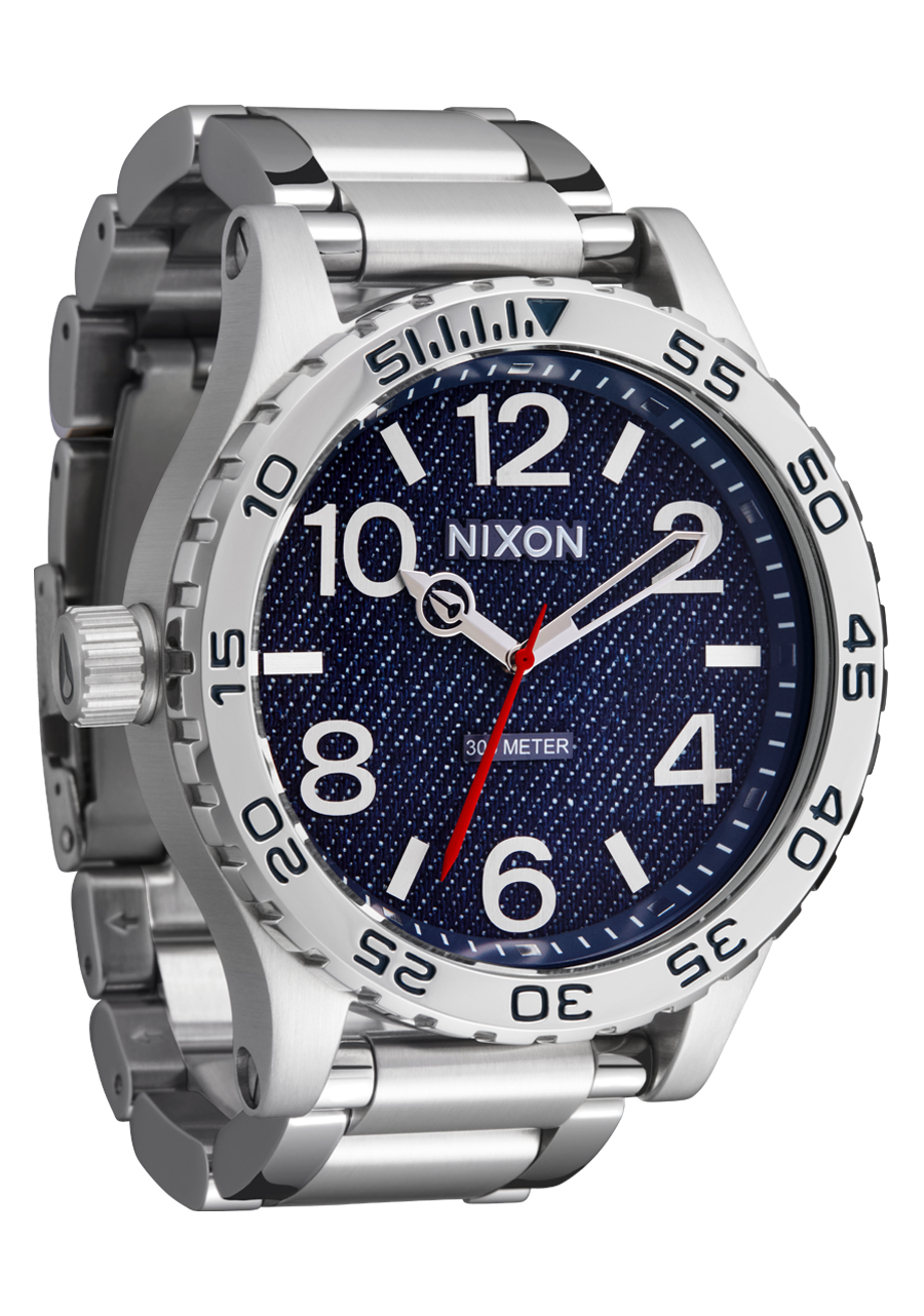 51-30 Watch | Silver / Denim | Men's Stainless Steel – Nixon CA 51-30 Watch | Silver / Denim | Men's Stainless Steel – Nixon CA