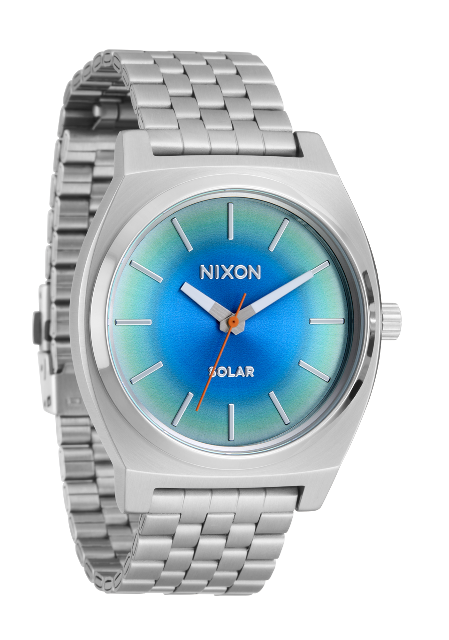 Time Teller Solar Watch Silver Rainbow Unisex Light Powered