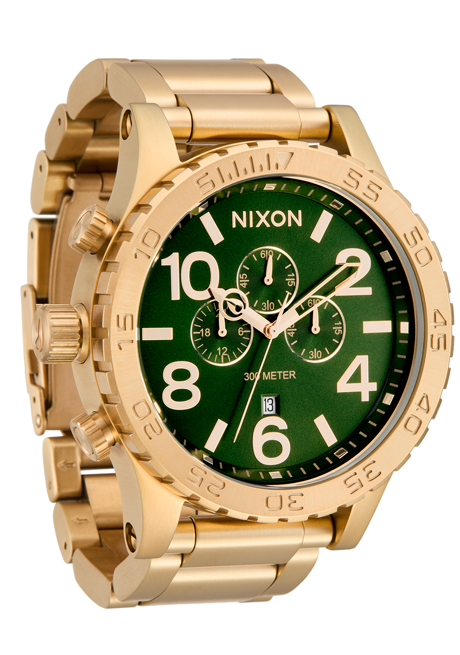51-30 Chrono Watch | Gold / Green Sunray | Men's Stainless Steel 51-30 Chrono Watch | Gold / Green Sunray | Men's Stainless Steel