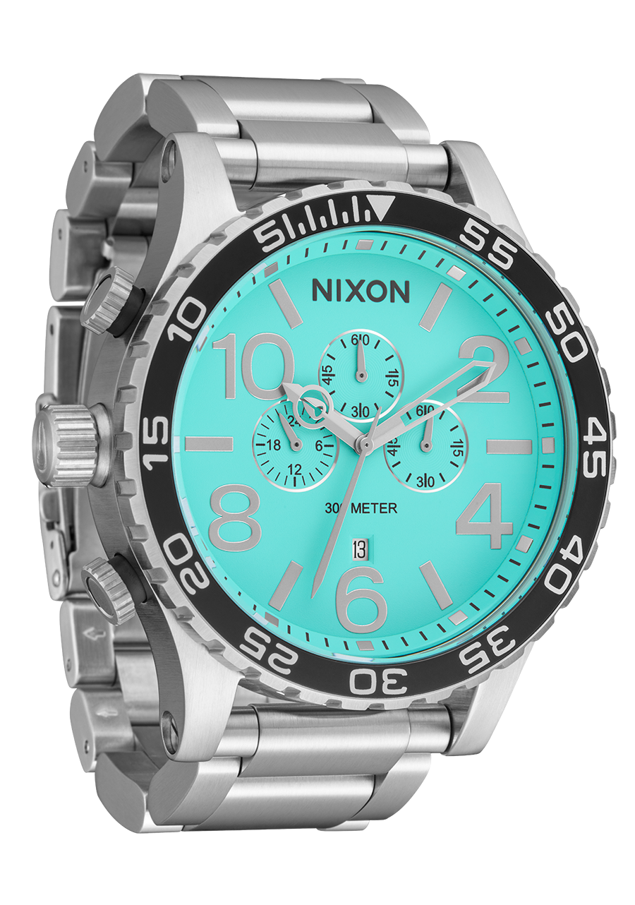 51-30 Chrono Watch | Silver / Turquoise | Men's Stainless Steel 51-30 Chrono Watch | Silver / Turquoise | Men's Stainless Steel
