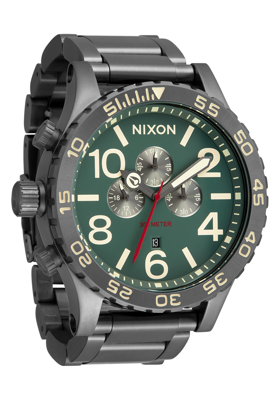 51-30 Chrono Watch | Light Gunmetal / Dk Forest| Men's Stainless 51-30 Chrono Watch | Light Gunmetal / Dk Forest| Men's Stainless
