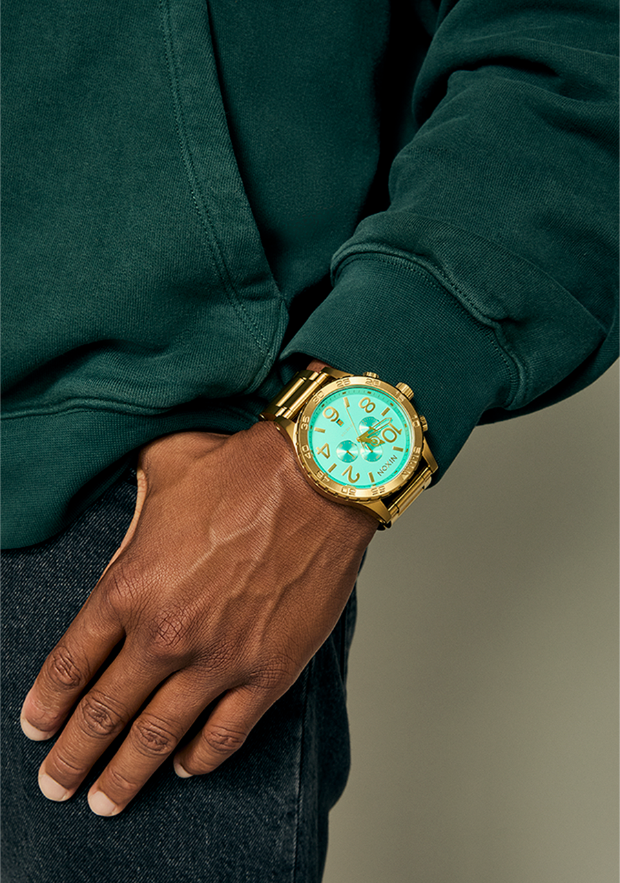 51-30 Chrono Watch | Gold / Turquoise / Gold | Men's Stainless