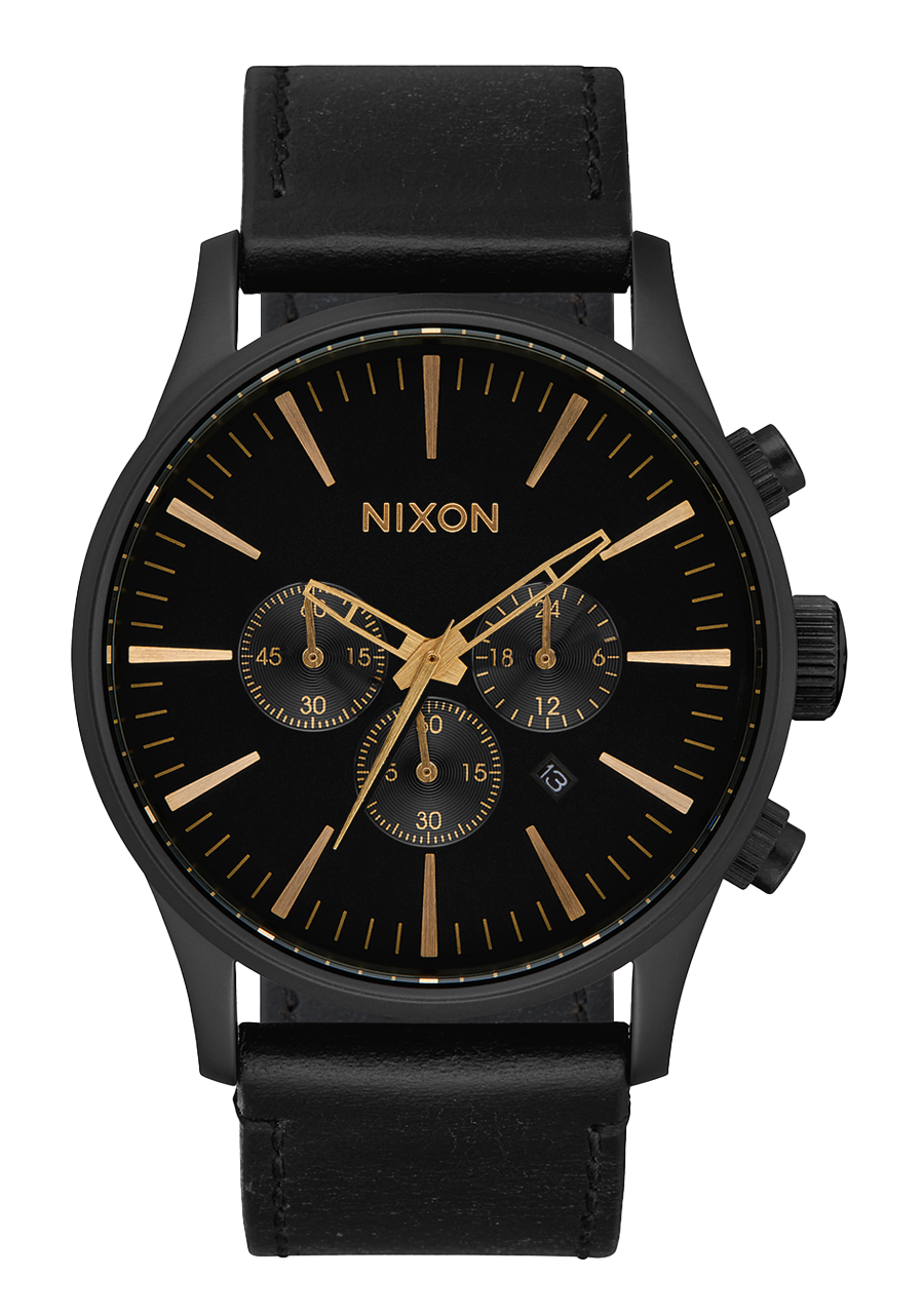 Sentry Chrono Watch | Matte Black / Gold / Black | Men's