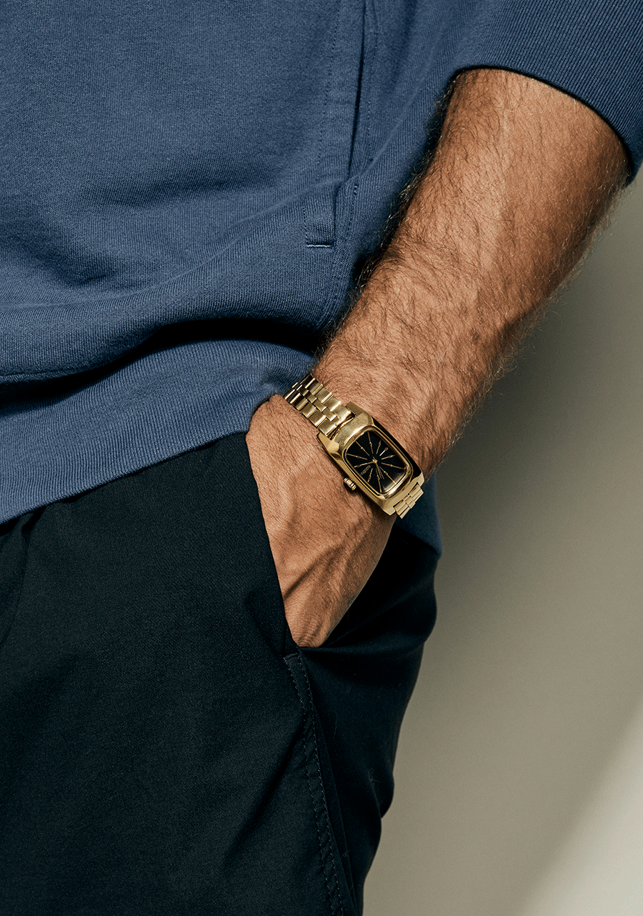 Frankie Watch | Mid Century / Gold / Black | Rectangle Stainless Frankie Watch | Mid Century / Gold / Black | Rectangle Stainless