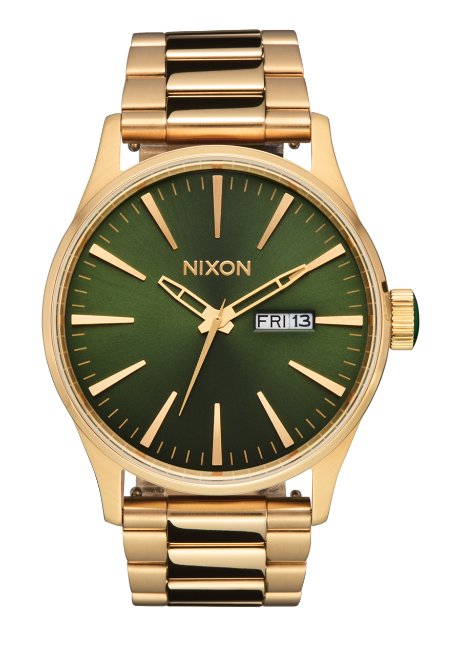 Sentry Stainless Steel Watch Gold Green Sunray Men s