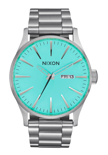 Sentry Stainless Steel Watch | Silver / Turquoise | Men's