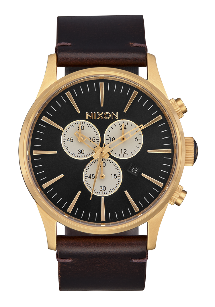 Sentry Chrono Leather - Gold / Indigo / Brown