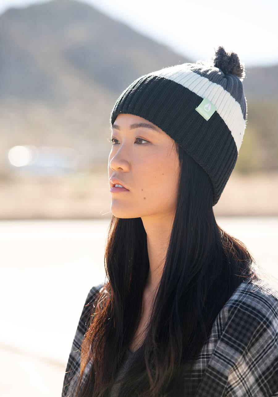 Bonnet Pom Schrader - Gris / Noir