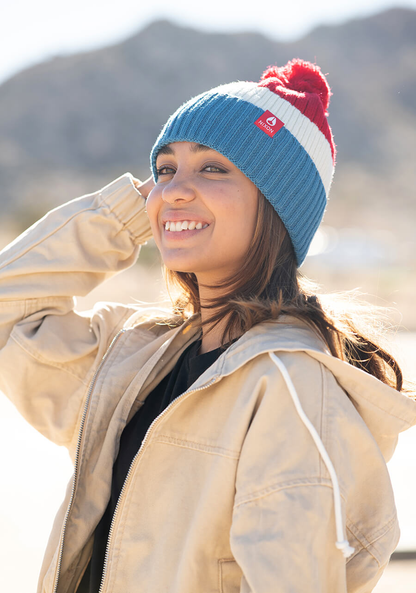 Schrader Pom Beanie - Red / Blue View 1