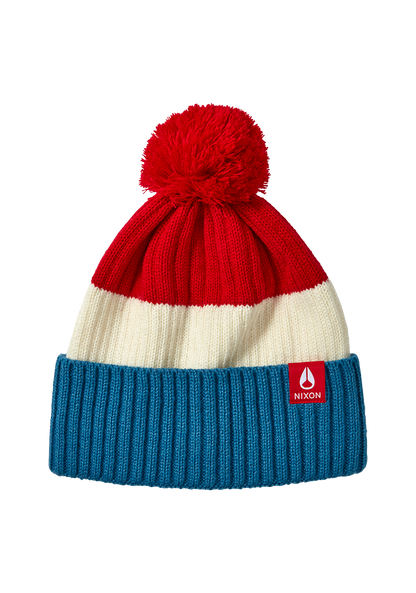 Schrader Pom Beanie - Red / Blue View 2