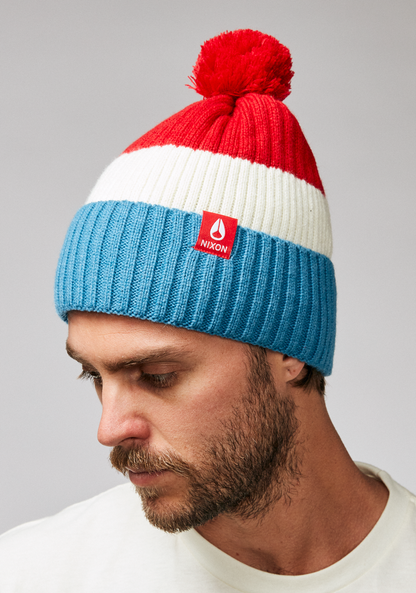 Schrader Pom Beanie - Red / Blue View 4