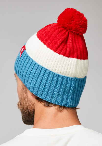 Schrader Pom Beanie - Red / Blue View 5