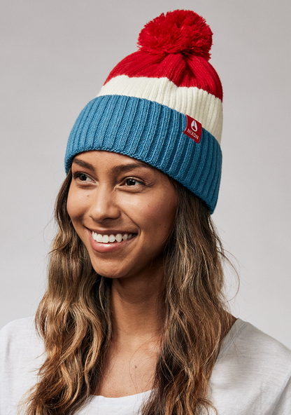 Schrader Pom Beanie - Red / Blue View 6