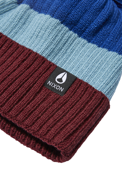 Schrader Pom Beanie - Dark Cherry / Blue View 2