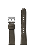 20mm Stitched Leather Band - Dark Olive