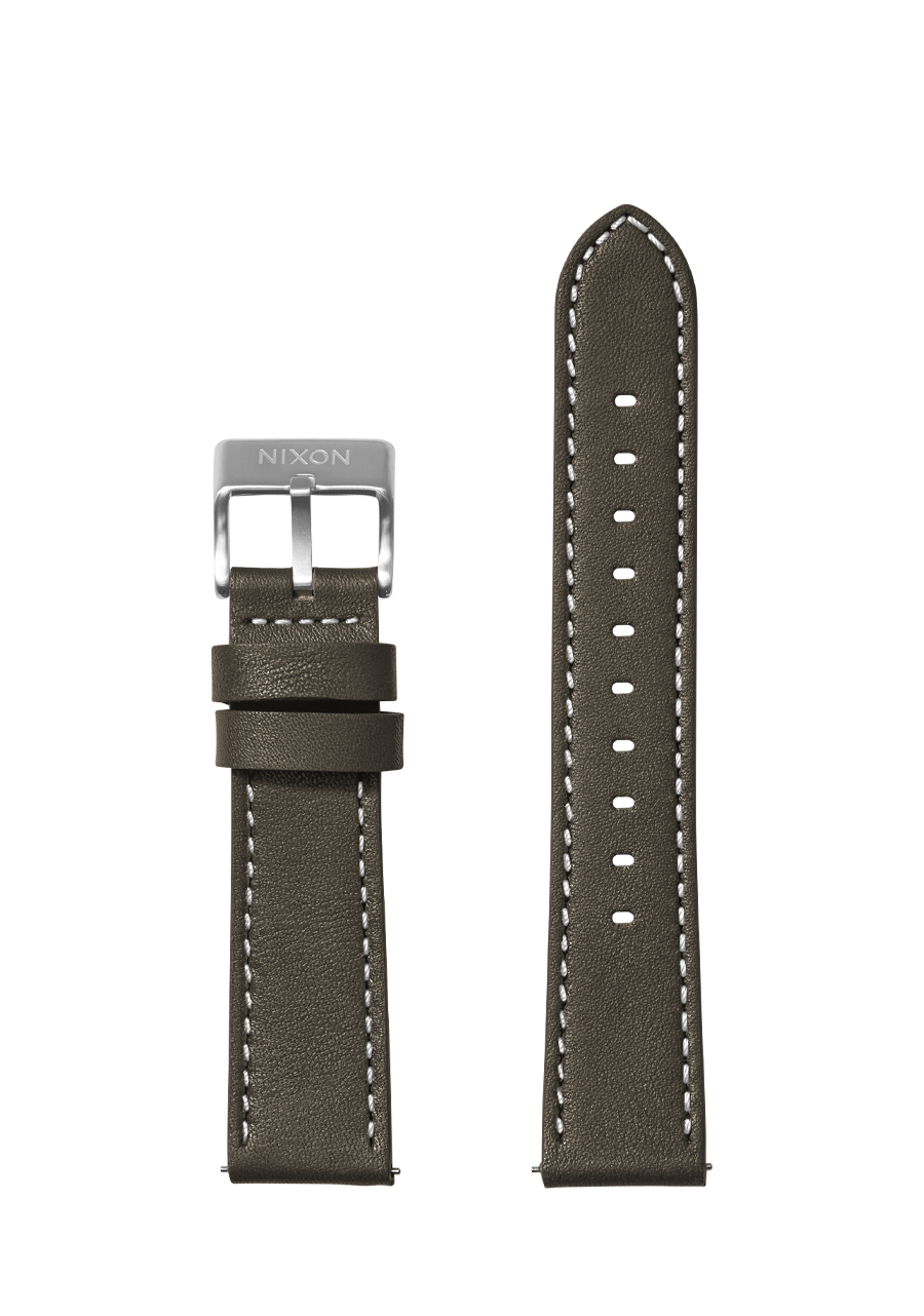 Olive leather watch online strap