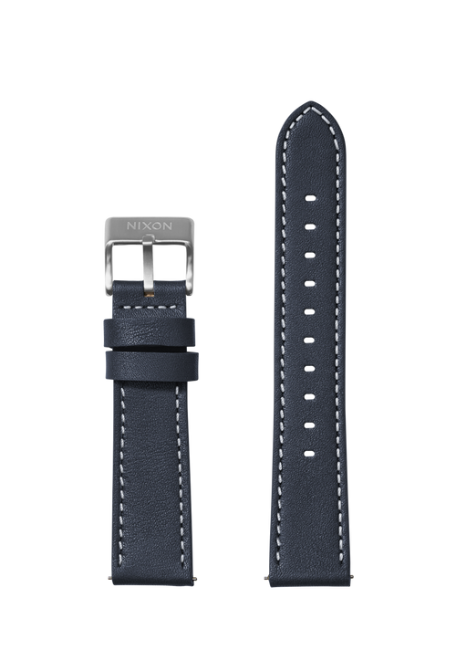 20mm Stitched Leather Band - Navy