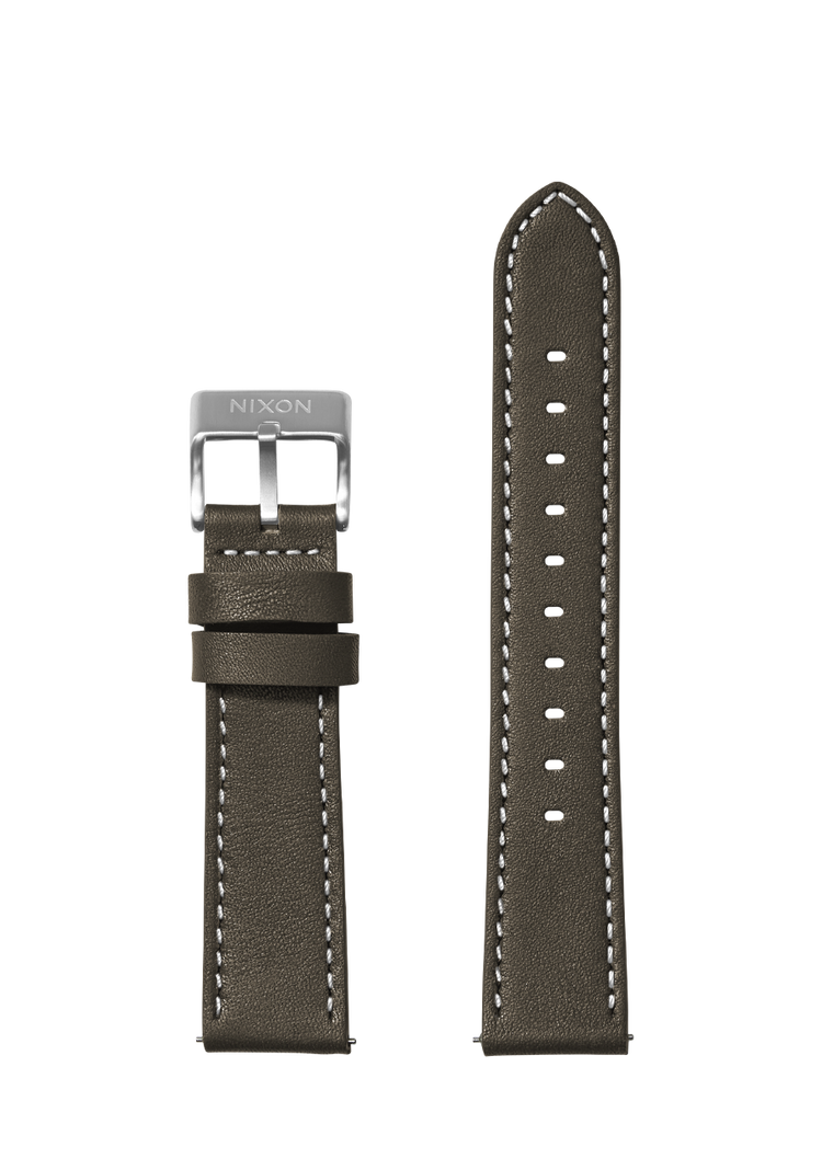 23mm Stitched Leather Band - Vert olive