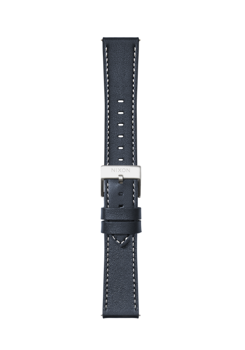 23mm Stitched Leather Band - Navy