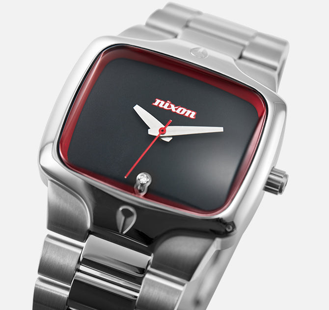 Detail shot of the Nixon Player watch