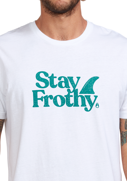 Stay Frothy Repreve® T-Shirt - White / Sage View 6